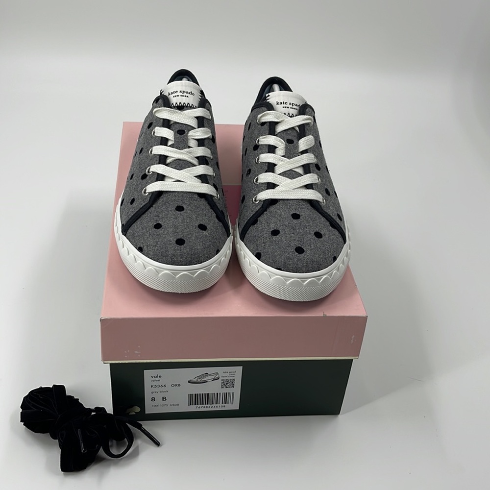 Kate Spade Vale Velvet Sneakers in grey / black
